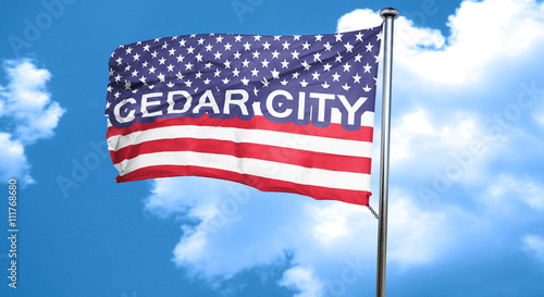 cedar city  3D rendering  city flag with stars and stripes