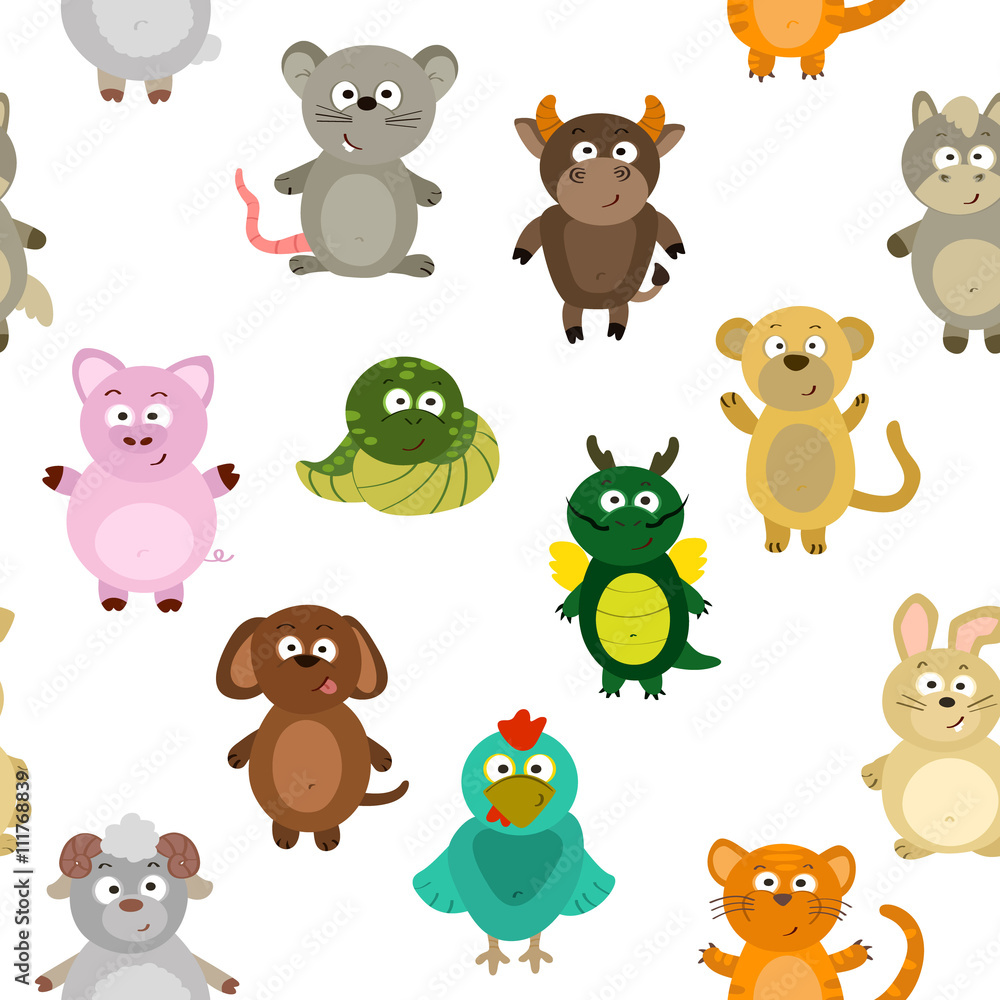 Seamless pattern chinese zodiac signs for your design Seamless pattern chinese zodiac signs for your design