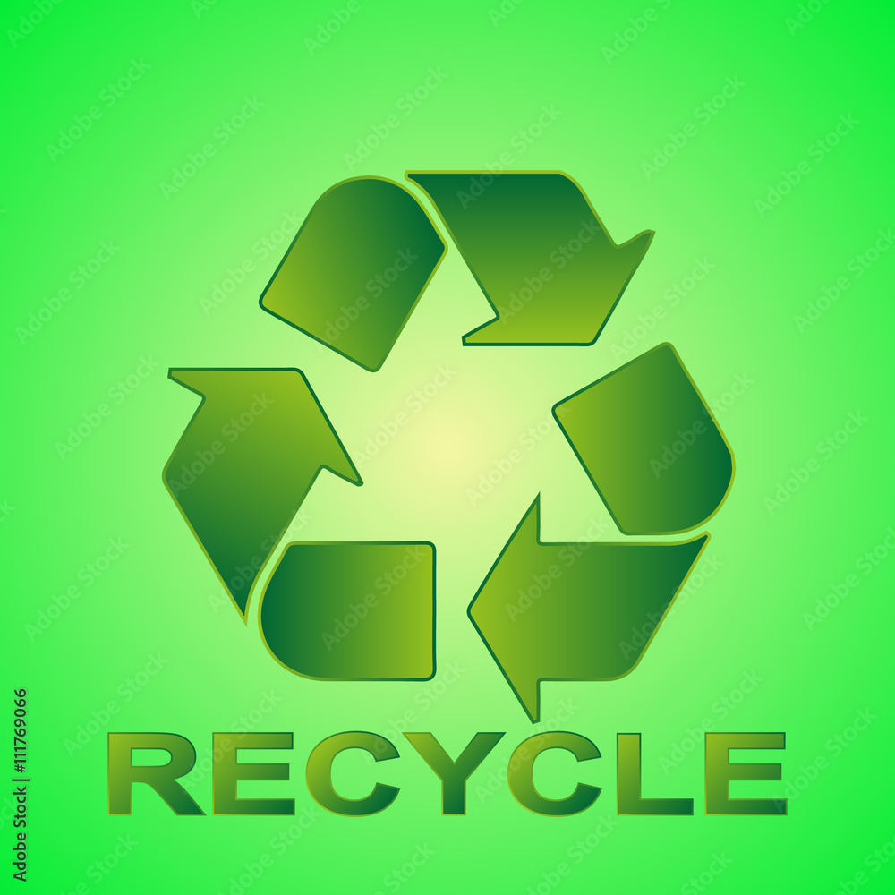 Recycle symbol or sign of conservation green icon isolated on green background. Vector symbol on the packaging. Recycle symbol or sign of conservation green icon isolated on green background. Vector symbol on the packaging.