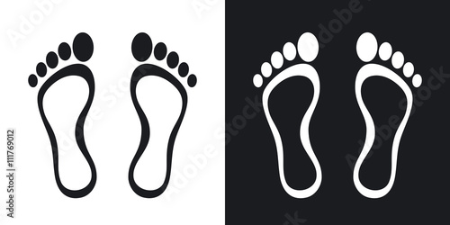 Footprints icon, vector. Two-tone version on black and white bac