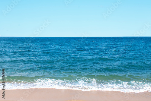 Nature background, blue sky and clear water pastel colors