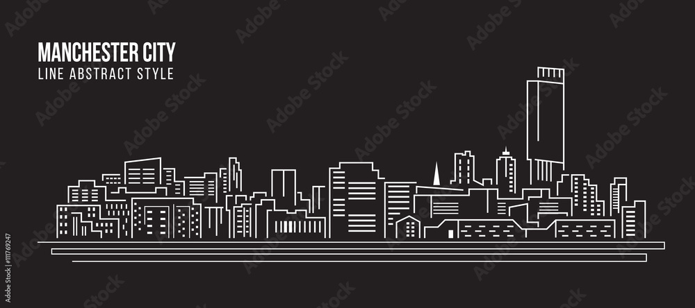 Fototapeta Cityscape Building Line art Vector Illustration design - Manchester city