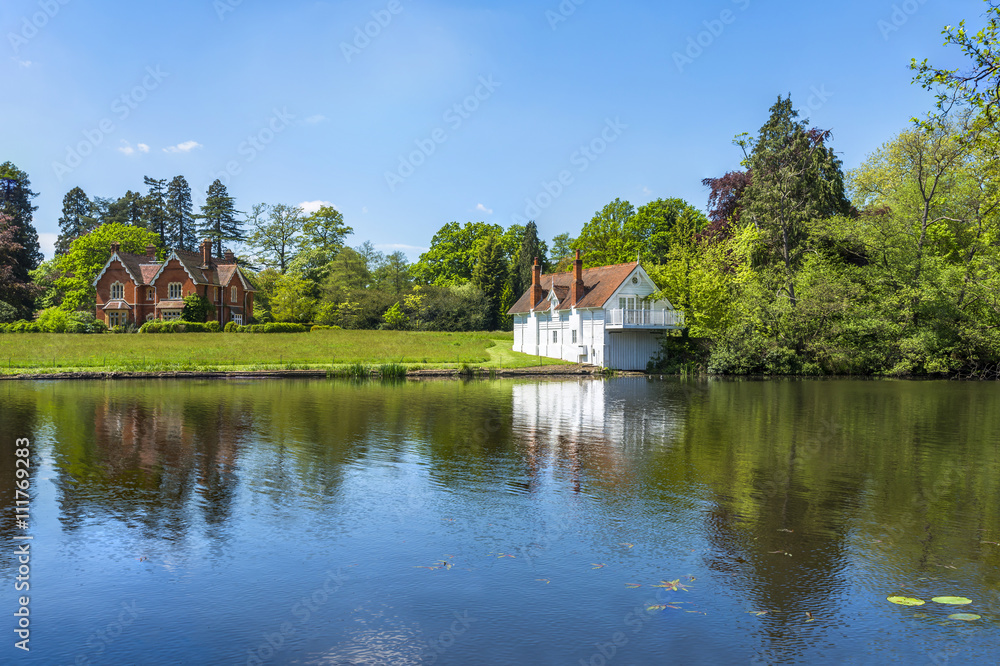 A lake in Virginia Water Park in Surrey, UK