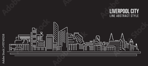 Cityscape Building Line art Vector Illustration design - Liverpool city