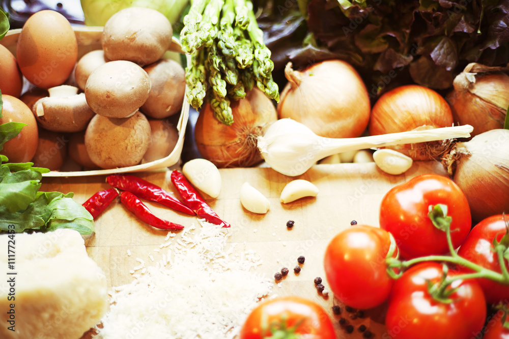 Fresh vegetables and spice background Fresh vegetables and spice background