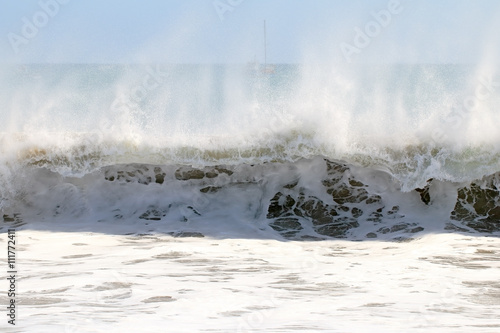 Natural power of wave and fishing boat