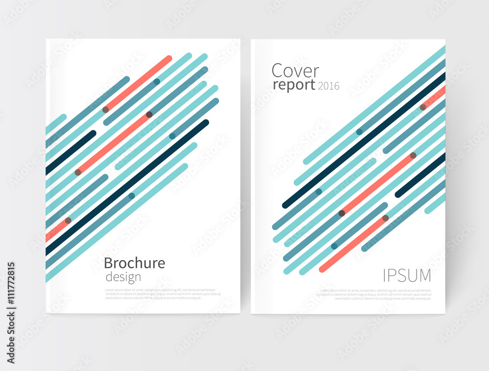 Vector set abstract geometric background/ red and blue Diagonal lines intersect. White business brochure cover template EPS 10