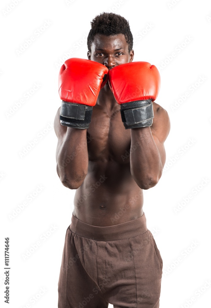 Handsome black man with boxing gloves Handsome black man with boxing gloves
