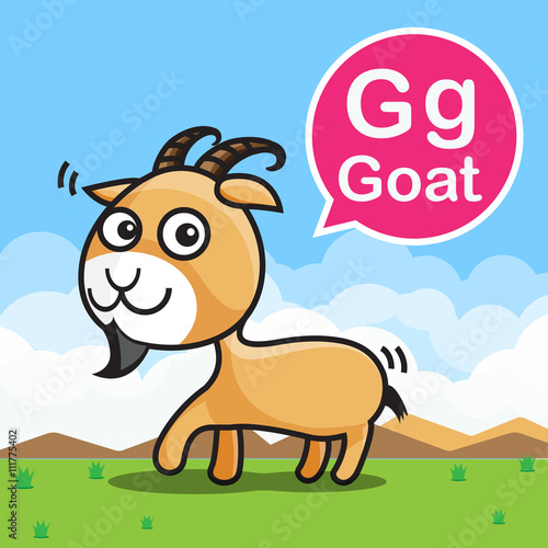 G Goat color cartoon and alphabet for children to learning vecto