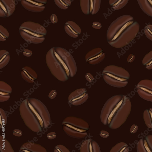 A seamless repeating pattern of coffee beans.Vector
