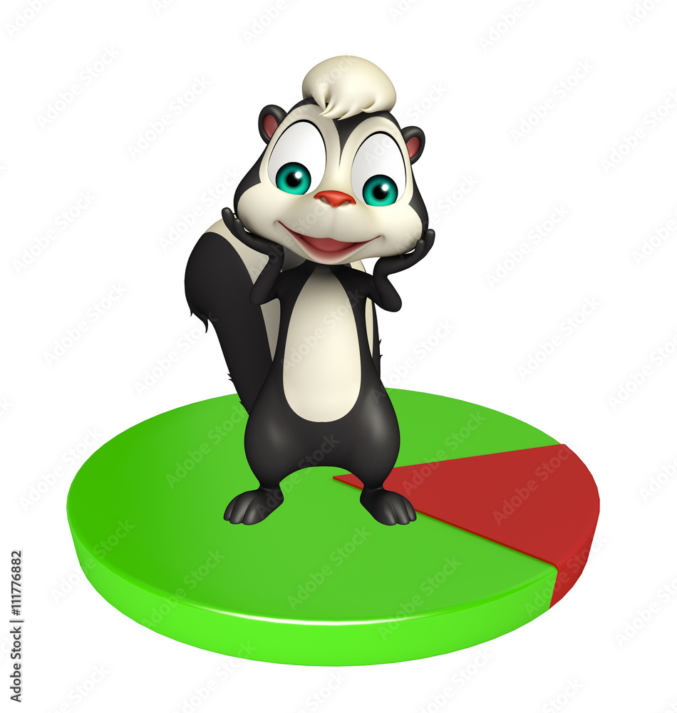 Naklejka premium cute Skunk cartoon character with circle sign