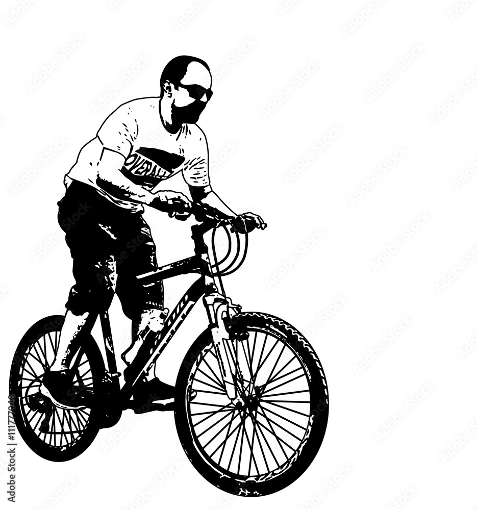 Naklejka premium mtb cyclist illustration - vector