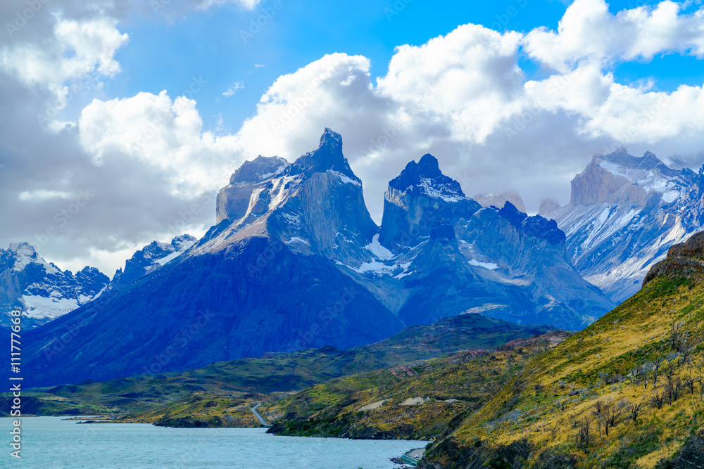 View of Cuernos Del Paine at Lake Pehoe