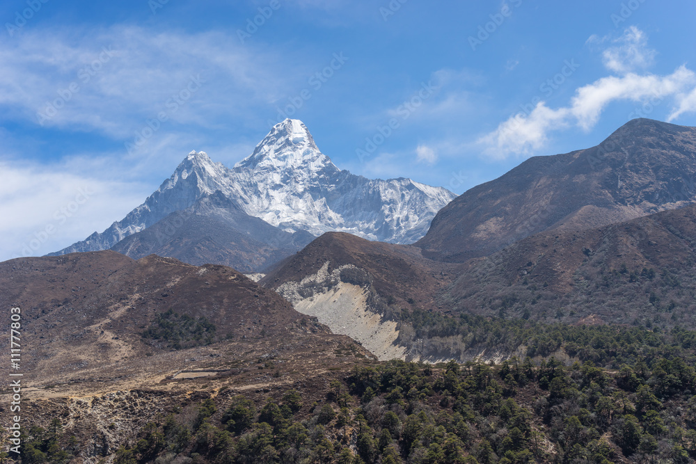 Ama Dablam mountain peak at Pangboche village, Everest region