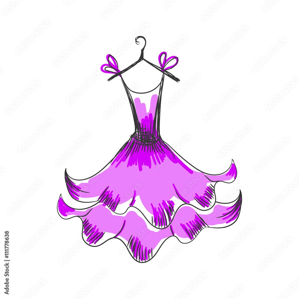 ball gown hand drawing on a hanger
