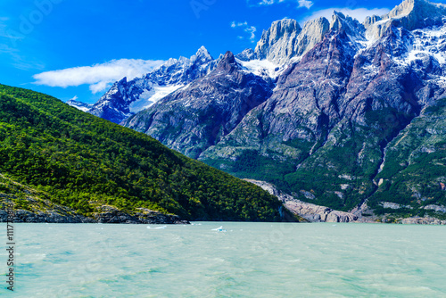View of mountain and lake in Chilean Patagonia