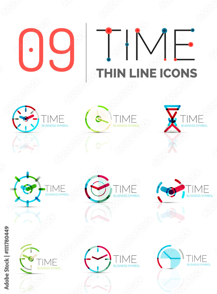 Geometric clock and time icon set Geometric clock and time icon set