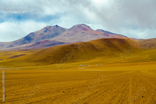 View of mountain and desert in Salar de Uyuni