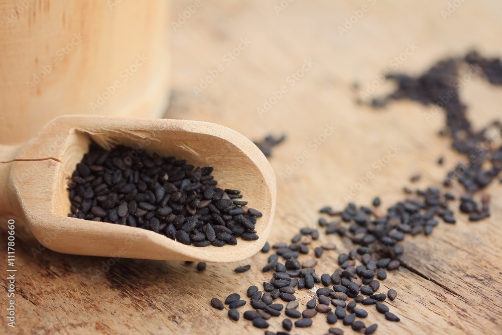 Dry black sesame seeds