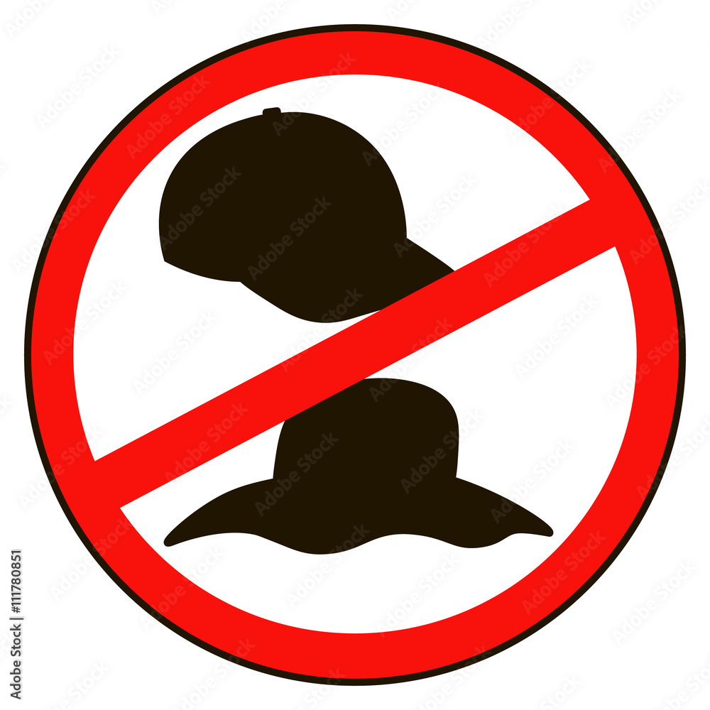 No cap sign warning signs. Prohibited public information icon. Not
