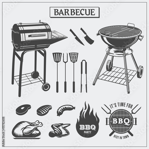 Set of BBQ labels and symbols.