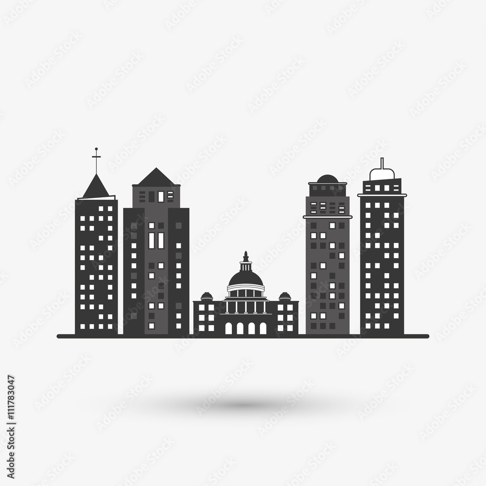 City design. Building icon. Isolated illustration, editable vector