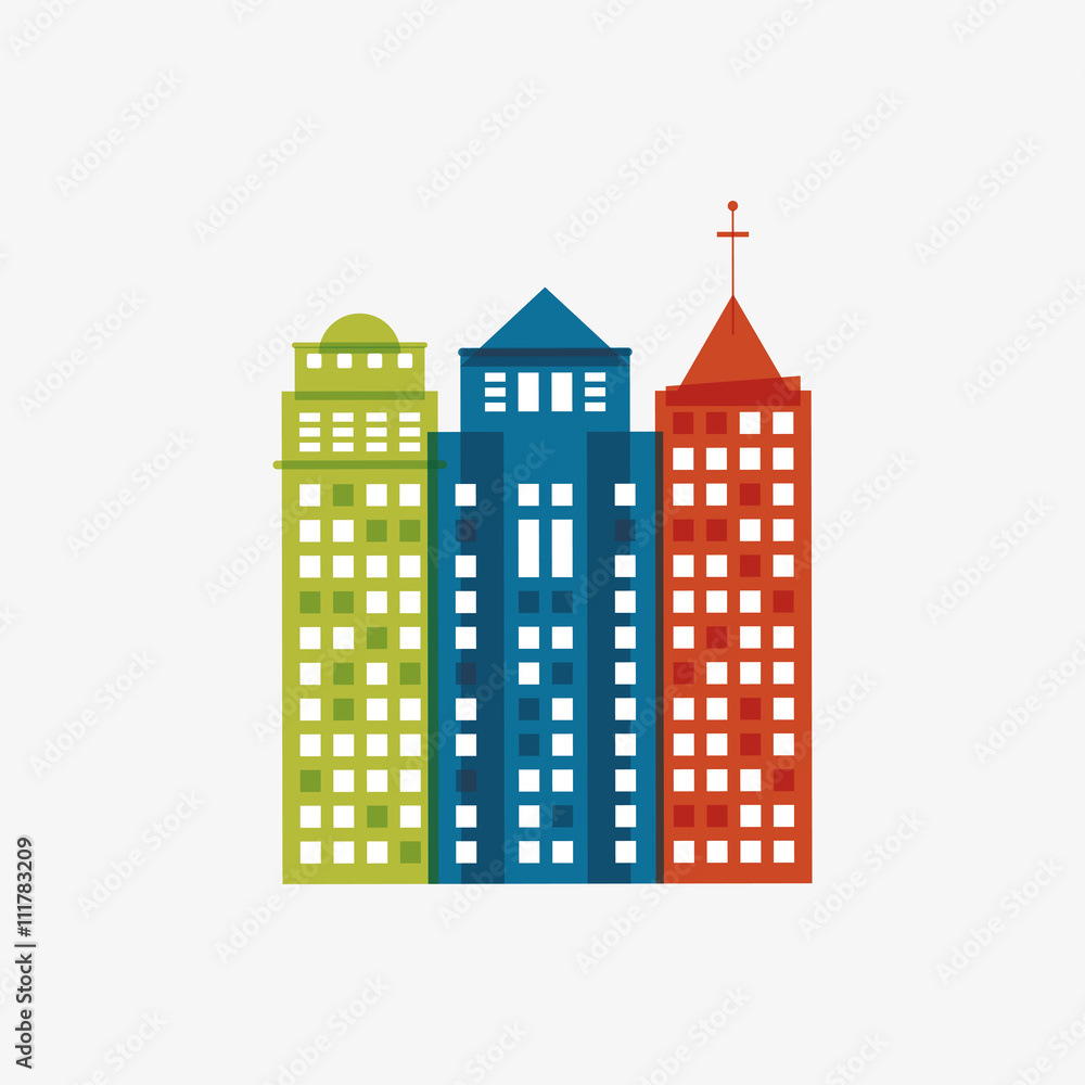 City design. Building icon. Isolated illustration, editable vector