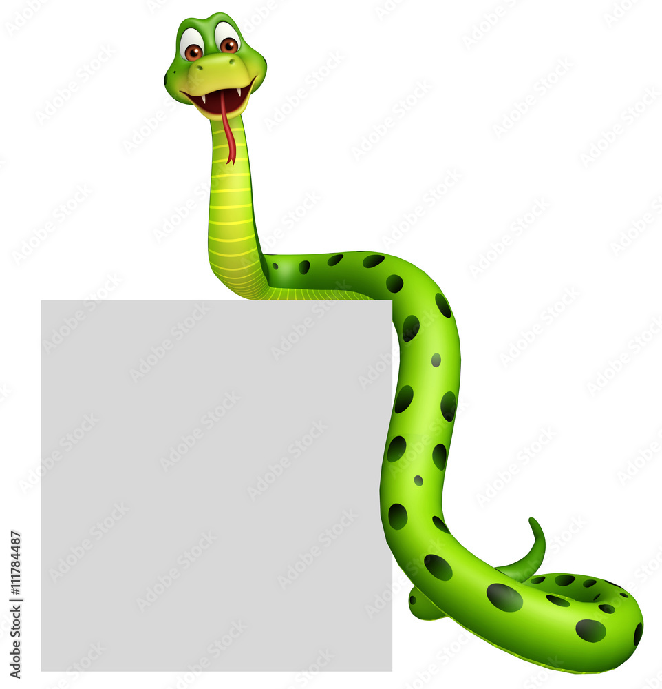 Naklejka premium fun Snake cartoon character with board