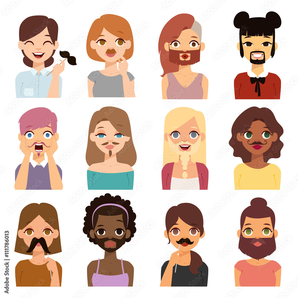 Bearded woman and mustache girl vector Bearded woman and mustache girl vector