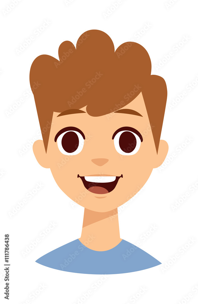 Happy boy face vector illustration.