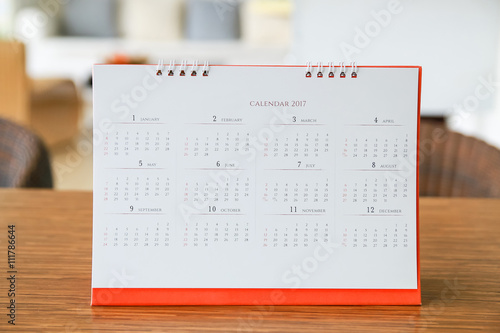 calendar page on table