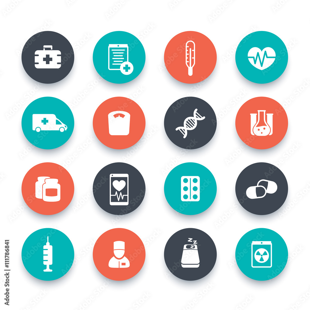 medicine icons, health care, ambulance, hospital, pills vector sign, drugs, medicine pictograms, round icons, vector illustration medicine icons, health care, ambulance, hospital, pills vector sign, drugs, medicine pictograms, round icons, vector illustration