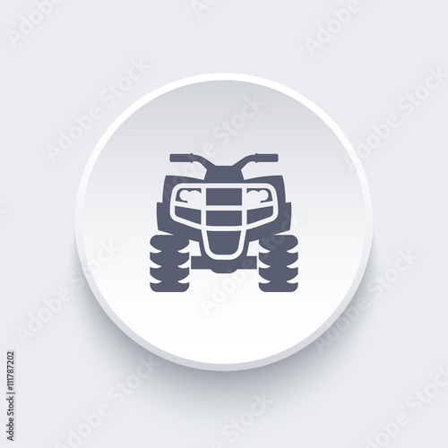 quad bike, atv, quadricycle icon on round shape, vector illustration