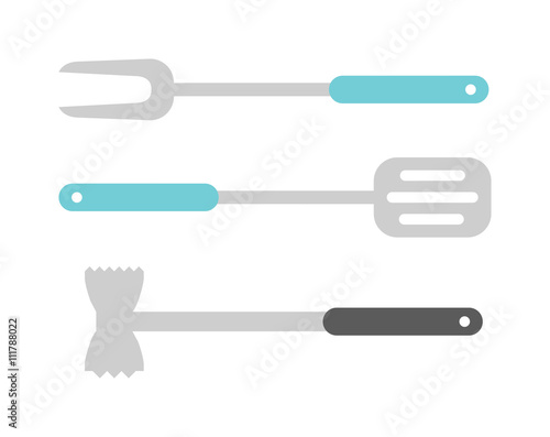 Kitchen ladle cooking home culinary equipment flat vector 