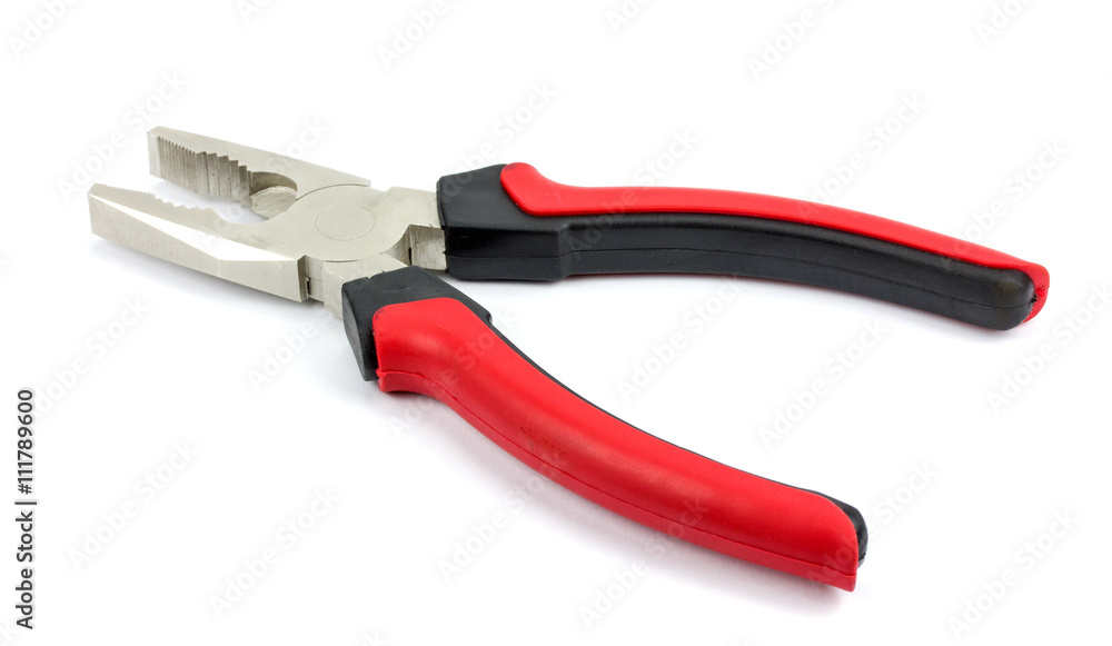 Red pliers isolated on white background. Red pliers isolated on white background.