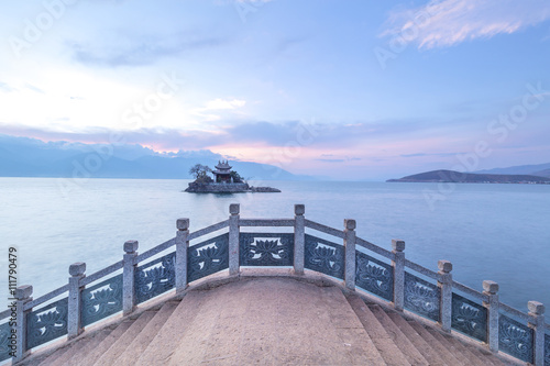 Chinese old bridge beside the sea