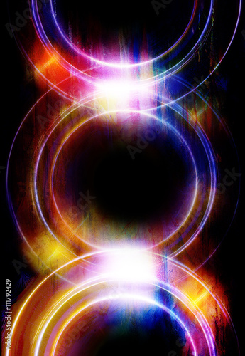 silhouette of music Audio Speaker on abstract background, Light Circle. Music concept.