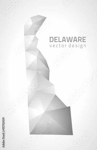 Delaware grey vector polygonal map