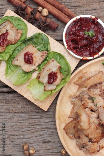 grilled pork belly korean food is delicious.