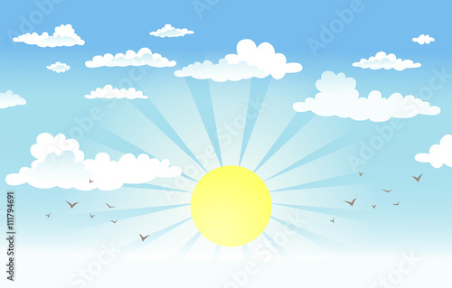 Sun in the cloudy sky