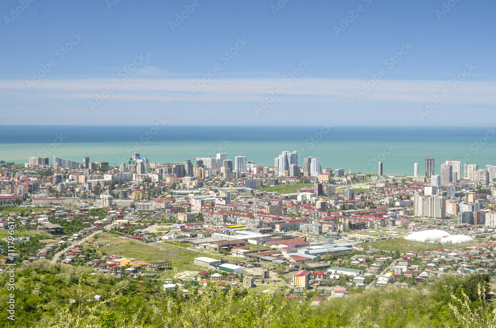 panorama of the seaside town, city by the sea