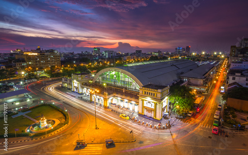 Photography Bangkok central train station (Hua Lamphong Railway Station) thailand