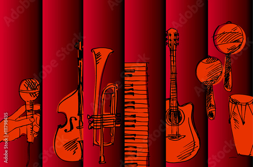 hand drawn vector simple sketch of music illustration