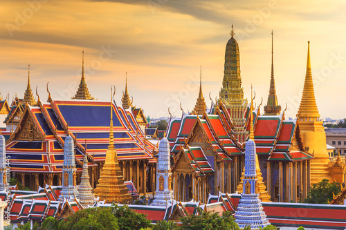 Grand palace and Wat phra keaw at sunset ,  landmark of Bangkok