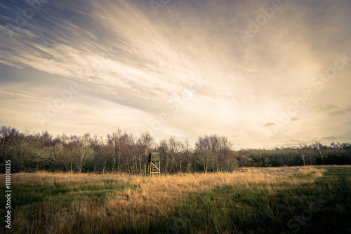 Hunting tower in autumn scenery
