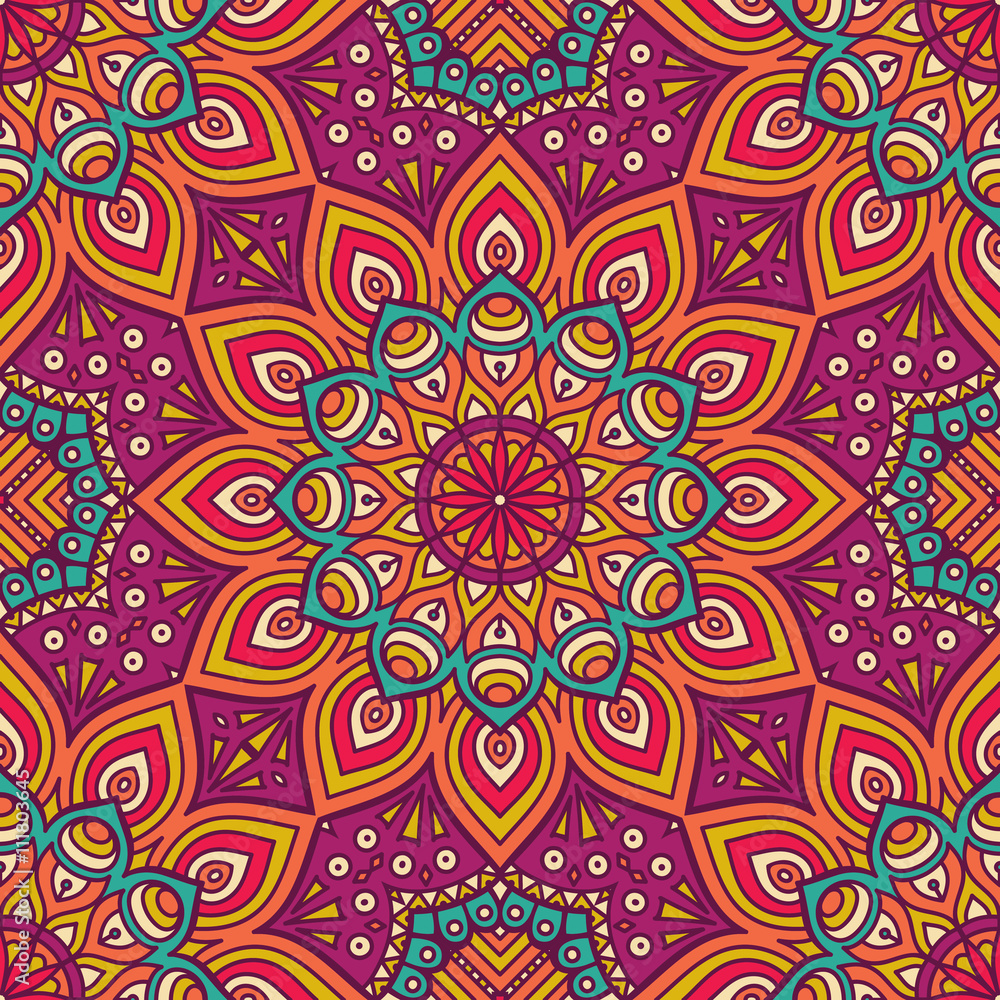 Ethnic floral seamless pattern