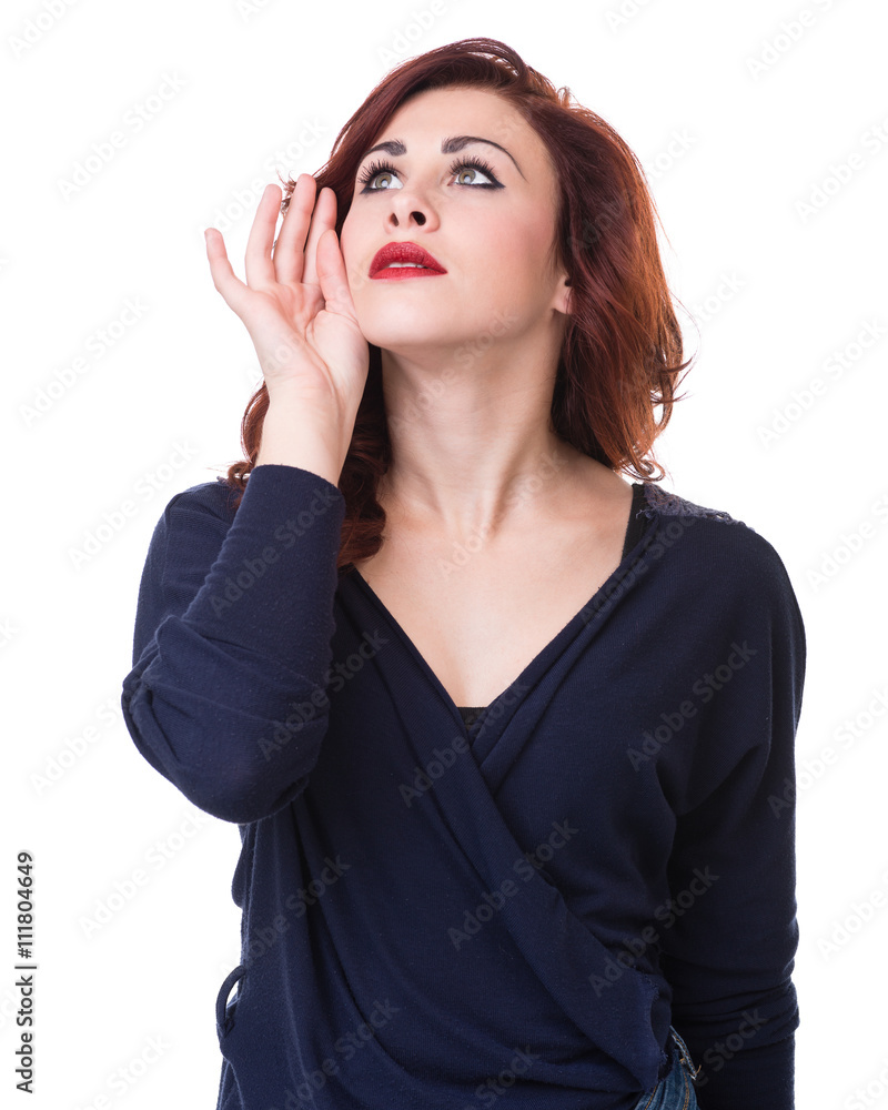 Closeup portrait of surprised young lady isolated on white Closeup portrait of surprised young lady isolated on white