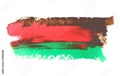 photo red green grunge brush strokes oil paint isolated on white background