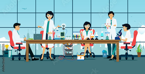 Laboratory where scientists are conducting studies and experiments.