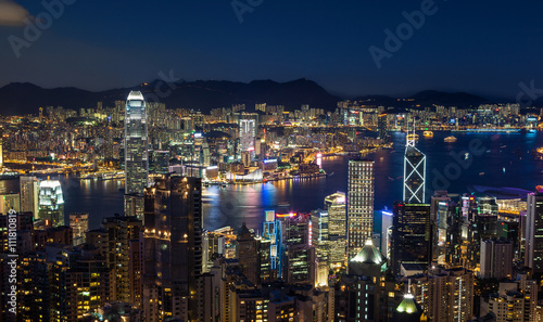 Hong Kong Victoria Harbor Skyline at Night